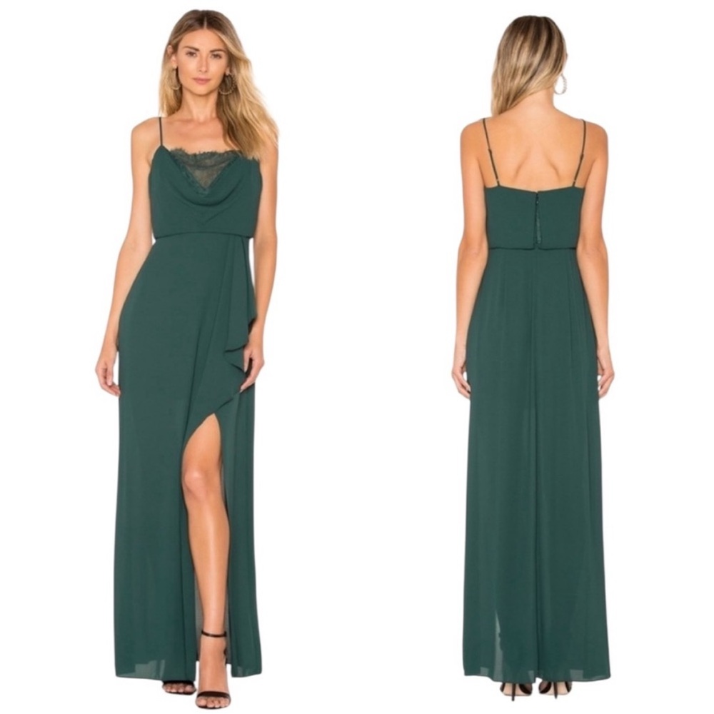 BCBG MAXAZRIA - Fern Green Drape Front Spaghetti Strap Dress